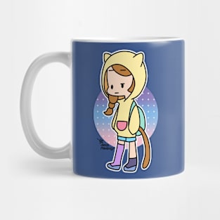 Girl in yellow cat hood Mug